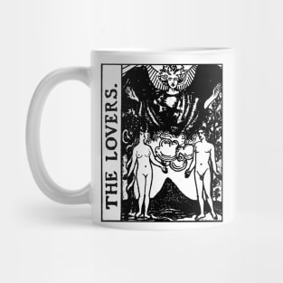 The Lovers Tarot Card Black and White Mug